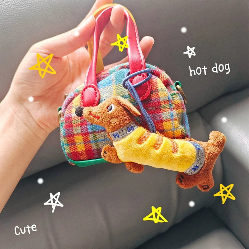Sleutelhanger Kawaii Teckel Pluche Pop Feestdecoratie Cartoon Gevulde Puppy Rugzak Charms Charms Schattige Puppy Kinderen Vakantiecadeaus