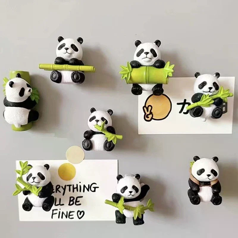 Panda Fridge Magnets Cute Cartoon Refrigerator Sticker Creative Photo Wall Magnetic Buckle Kitchen Accessories Home Ornaments