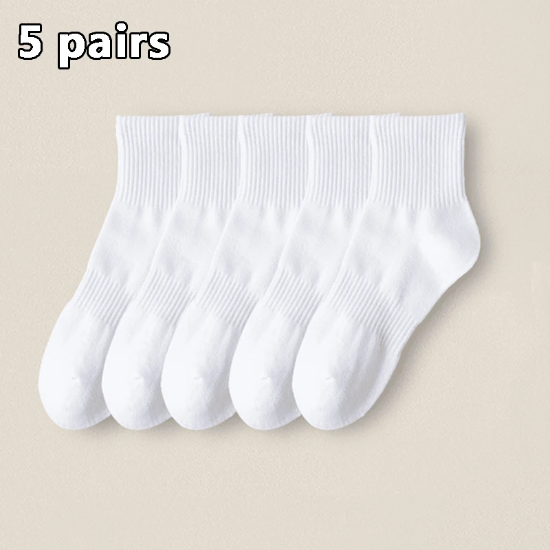 5/10 Pairs Simple Solid Crew Socks Comfort All Matching Mid-Tube Socks Casual and Comfort Socks for WOMEN'S Low Cylinder Socks