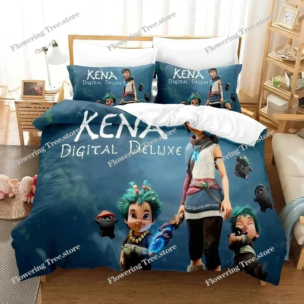 Anime Game Bridge Spirits Kena Bedding Set Duvet Cover Bed Set Quilt Cover Pillowcase Comforter king Queen Size Boys Adult029