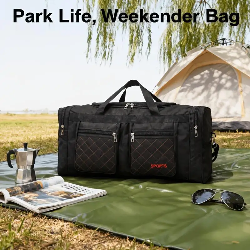 JSERYISGN Large capacity handbag, men's suitcase, multi-pocket travel bag, clothing storage bag, light zipper bag, outdoor yoga bag, training bag, fitness, outdoor travel essential handbag, spring camping, outdoor