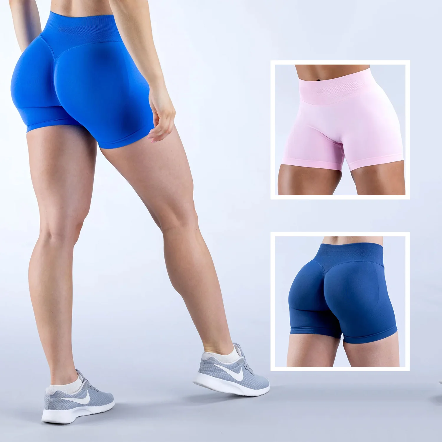 

Women's Seamless Impact Scrunch Shorts 4.5 Low Ribbed Band High Stretch Booty Gym Running Workout Seamless High Waist Shorts