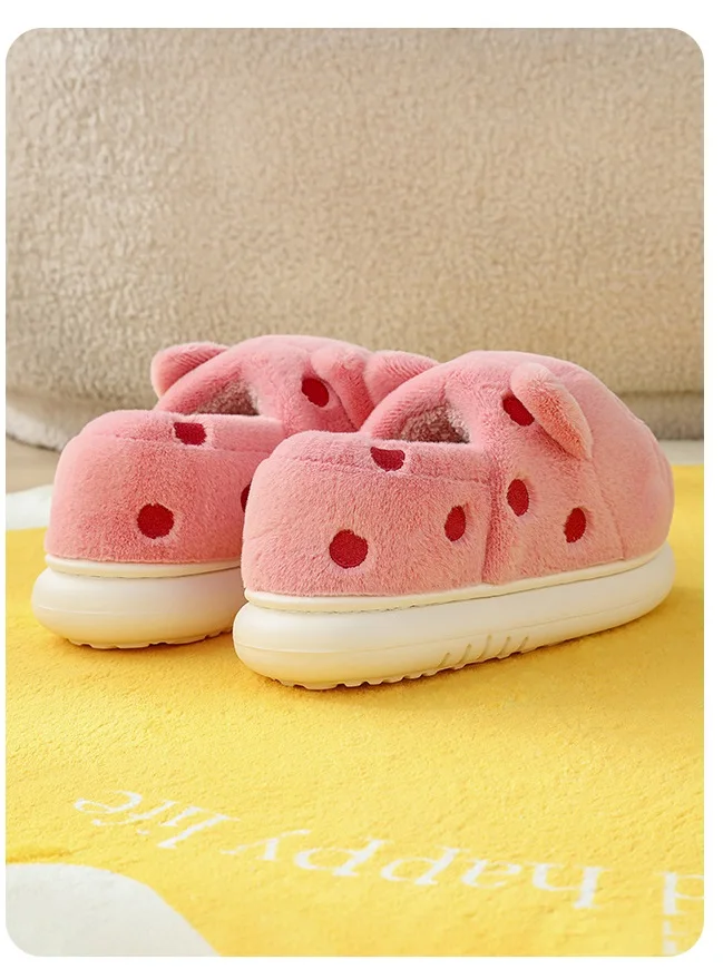 Winterwarme, geschlossene Katzenpantoffeln für Damen, verspielte, seitlich gefleckte, flauschige Loafer, flauschige Hausschuhe für Damen, Plüschpantoffeln. – Detail 8