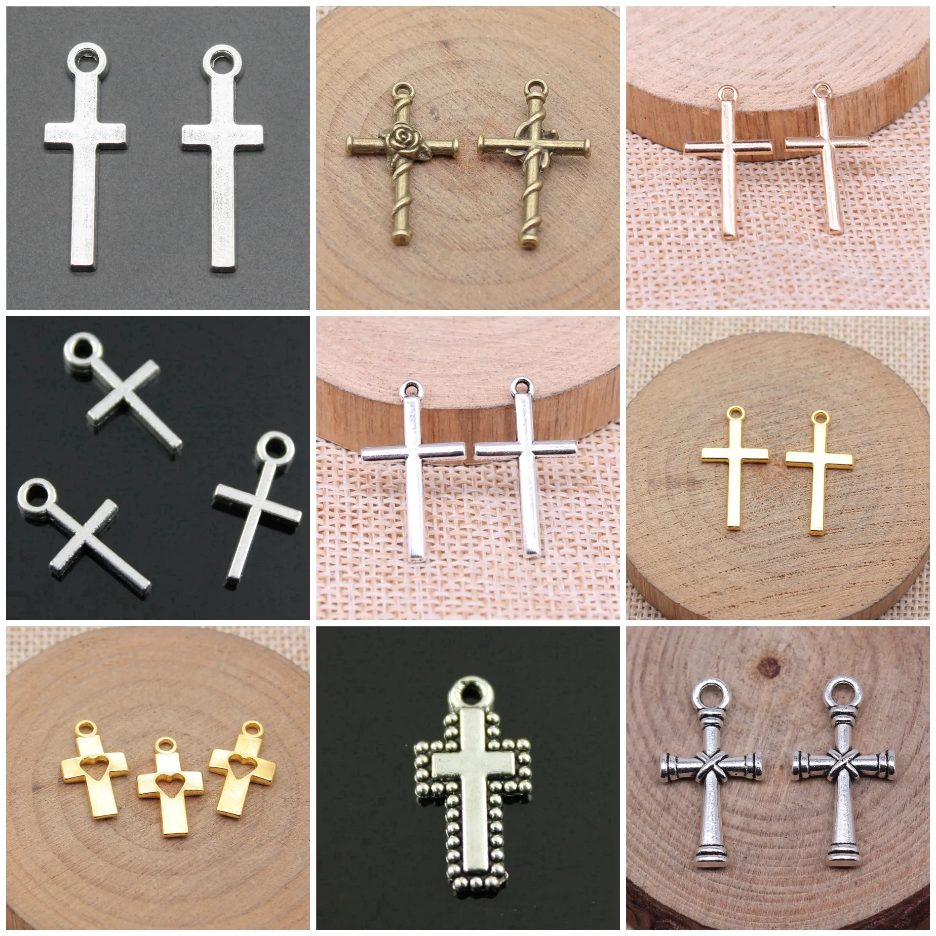 Heart Classic Cross Matching Charms Pendant Couple Religious Charms For Earring Keychain Necklace Making Jewelry Accessories
