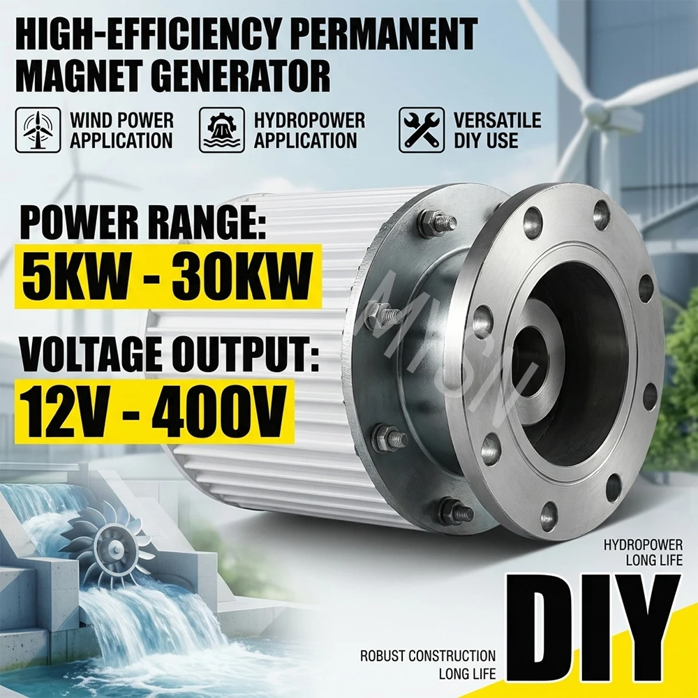 10KW 20KW Permanent Magnet Generator 220V 240V 230V 380V AC For Modified Wind Turbines and Hydroelectric Generators Home Use DIY