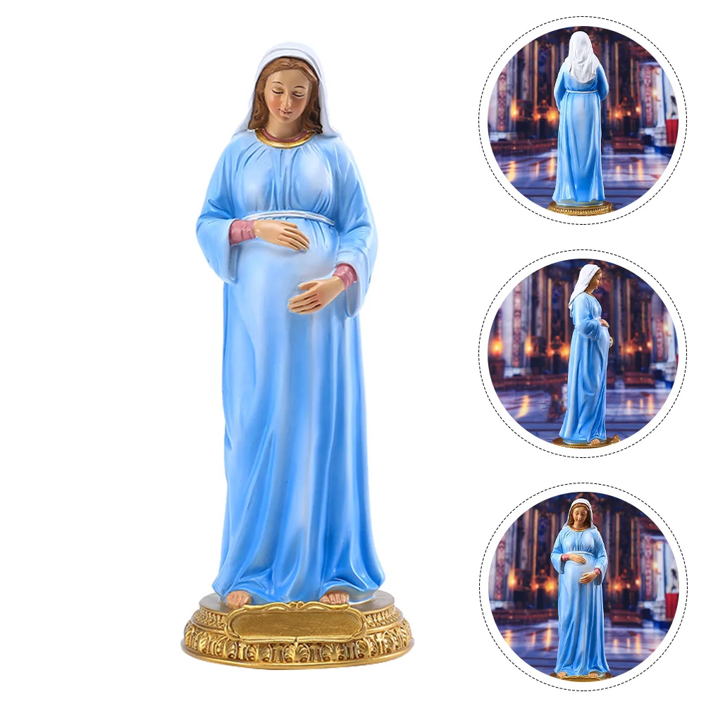 

Our Lady Ornament Desktop Decor Resin Virgin Mary Statue Decorative Catholicism Church Accessory Religious Novel Decors