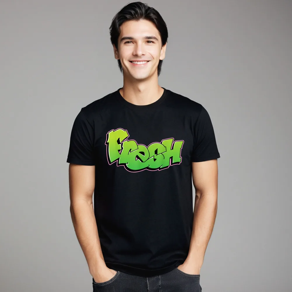 Graphic Fresh Graffiti Style Graphic T-Shirt__19915 Round Neck Tshirts Summer Tees Gift Idea Family Pure Cotton T-shirts
