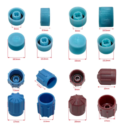 Imagen 2 del producto 77 Uds Universal Car Auto A/C R134a R12 sistema de CA de lado alto y bajo núcleo de válvula tapas antipolvo conjunto de sello de aire de repuesto aire acondicionado