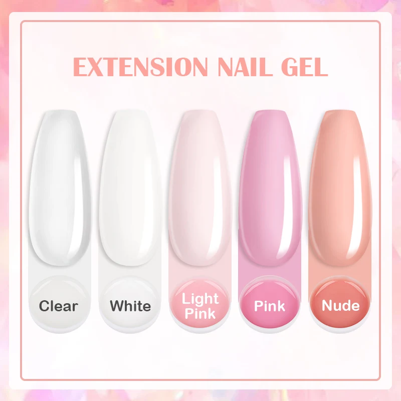 LILYCUTE 8ML Gel per estensione unghie Gelatina Rosa Bianco Trasparente Gel duro Estensione Gel UV per unghie Dito French Nail Art Manicure fai da te