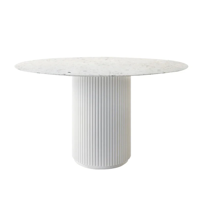 INS slate terrazzo dining table negotiation table dining table solid wood round table exhibition hall