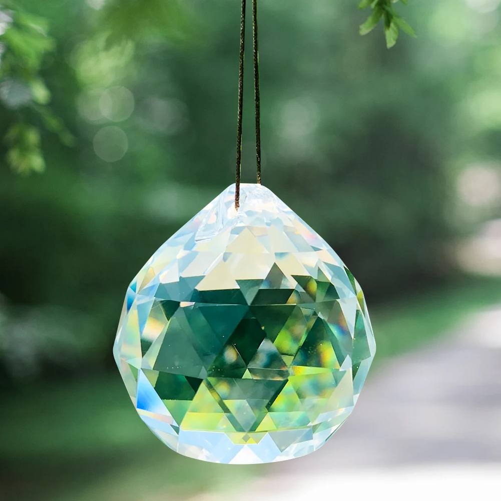 50MM Laser Faceted Prism Glass Clear Crystal Ball XMAS Tree Hanging Snow Globe Chandelier Pendant Aurora Sun Catcher Party Decor