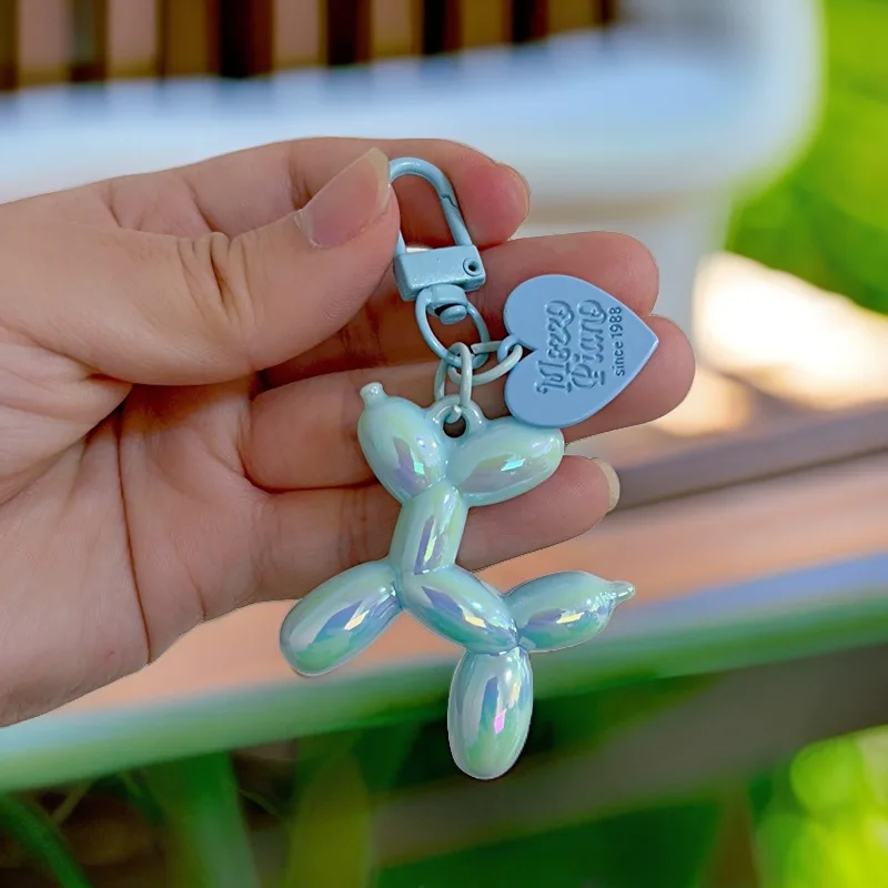 DIY Candy Color Sweet Resin Balloon Dog Keychain For Women Girls Animal Shaped Phone Chain Key Buckle Accessories Bag Pendant