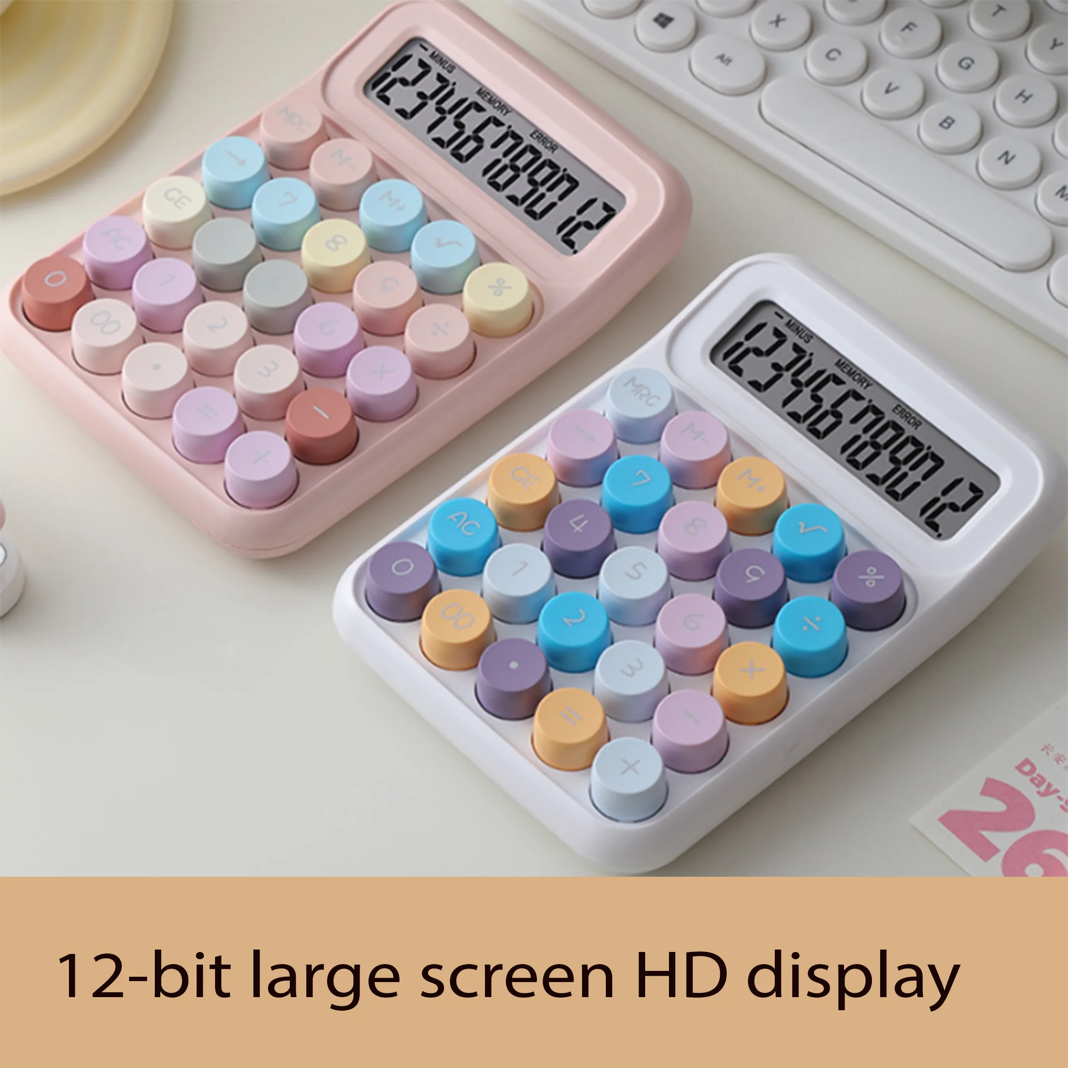 1 desktop calculator, sensitive click sound, dopamine calculator, 12-bit display screen, for office use.