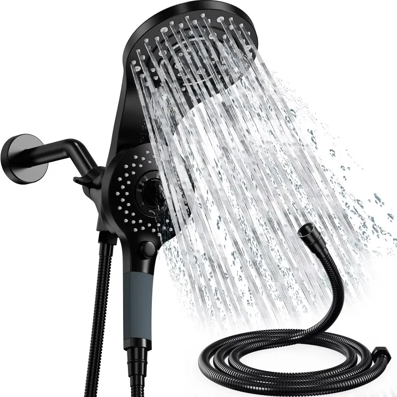 Matte Black High Pressure 2 in 1 Rainfall Shower Head 9 Spray Modes Anti-leak Shower Heads With Handheld Spray Combo