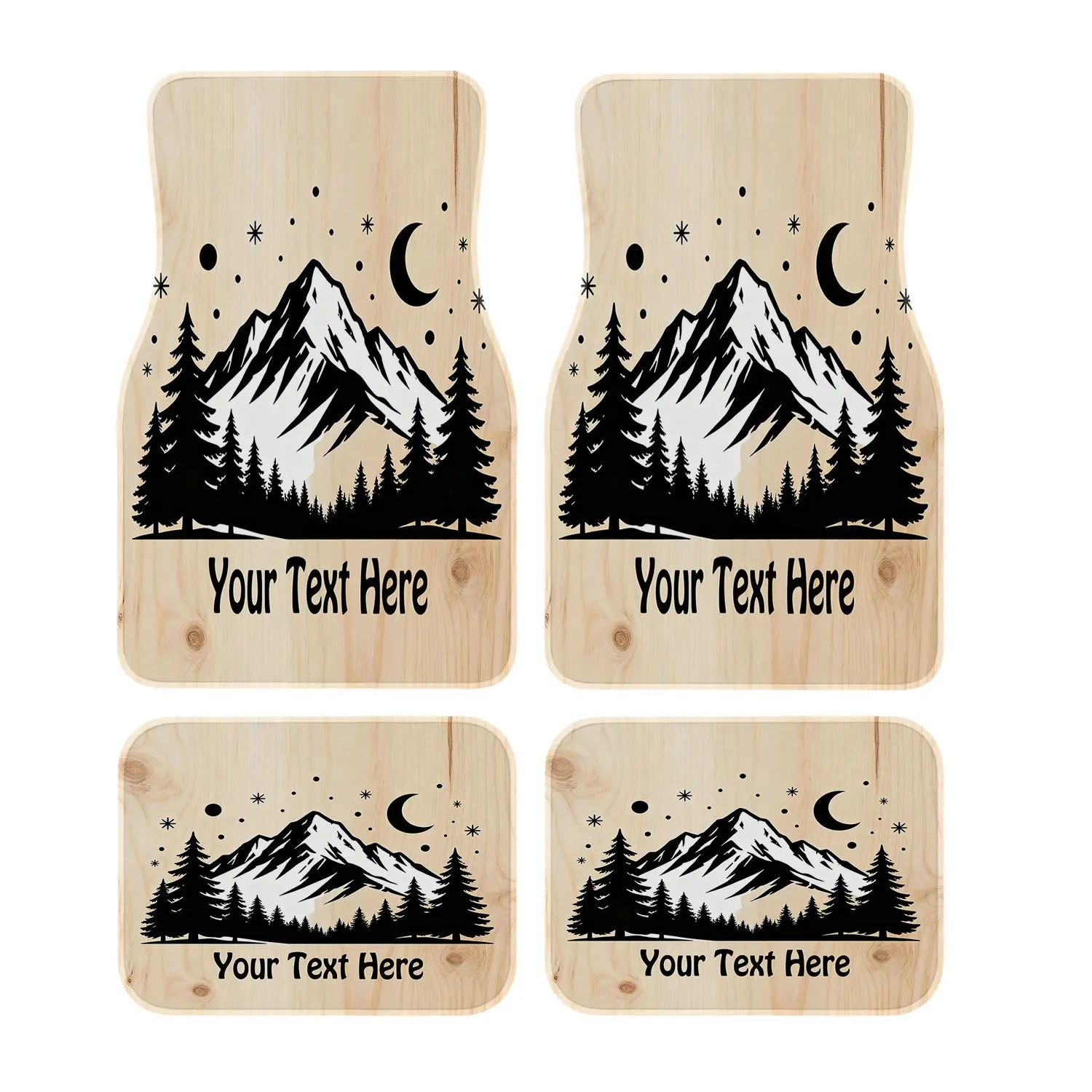 Silhouettes Of Mountains And Forests With Moon And Stars, Universal Car Floor Mats, Customized Anti-slip Foot Mats, And Anti-dir