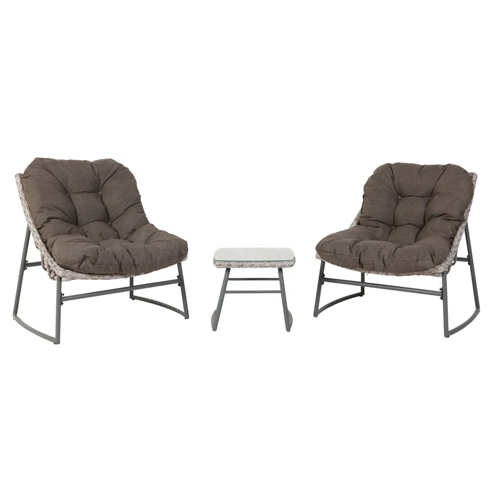 

3pcs All Handcraft Magic Leaf Metal Rattan Garden Furniture Set Outdoor Sofa
