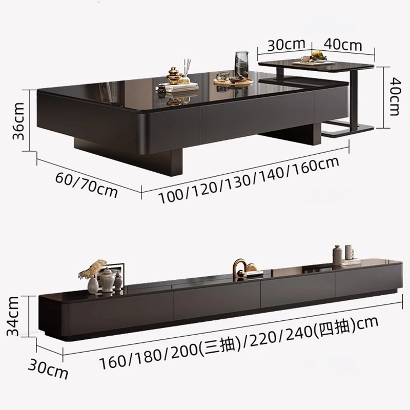 Coffee table, solid wood living room user model, 2026 new high-end rectangular premium TV cabinet