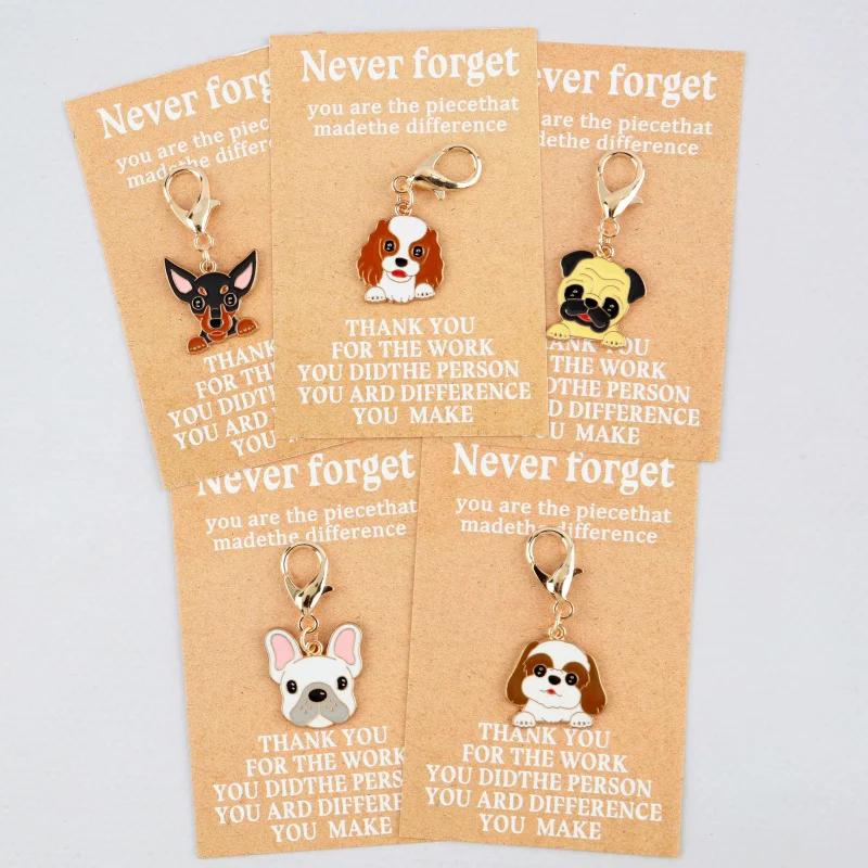 5Set Cute puppy keychain set With a thank-you card Blessings can be written on the back The perfect gift for puppy lovers Suitab