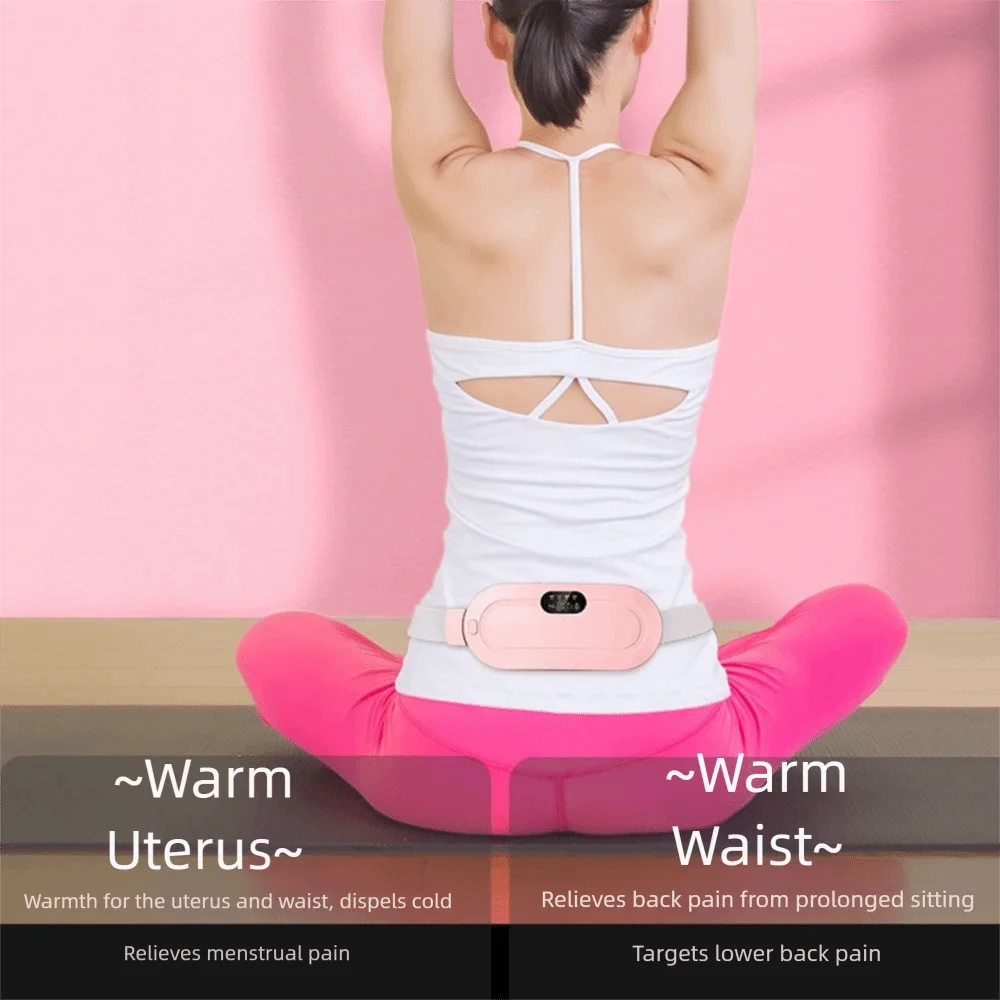 3 Level Temperature Smart Menstrual Heating Pad LED Display Fast Heating Vibrating Abdominal Massager Comfortable 4 Gear Massage