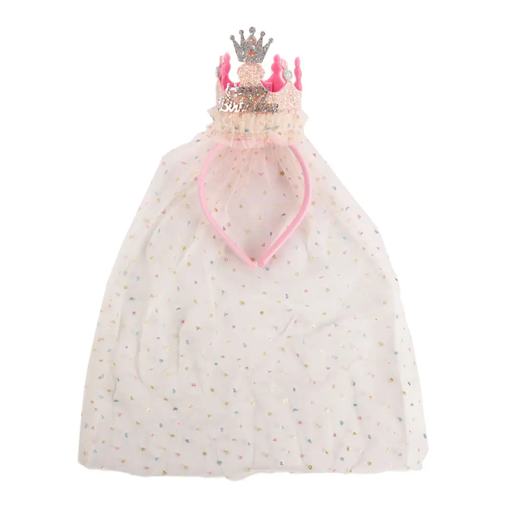 Birthday Hair Decor Mesh For  Crown For Children Birthday Hairband Hair Accessories Korean Style Headband Girls Hair Hoop