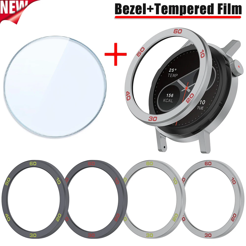 Metal Bezel Ring + Tempered Glass Film for CMF Watch Pro 2 Watch Protective Case for CMF Watch Pro 2 Replace Accessories
