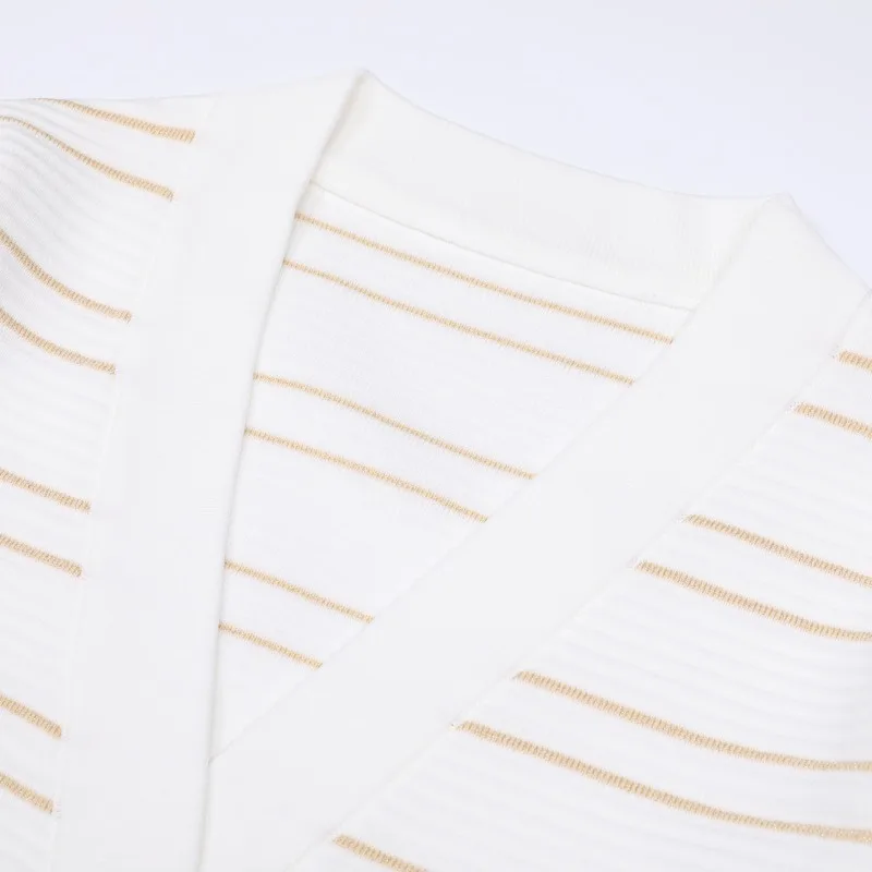 Customized 25145 High Quality Spot Fashion Internet Celebrity Knitted Gold Thread Top Coat+Skirt Set