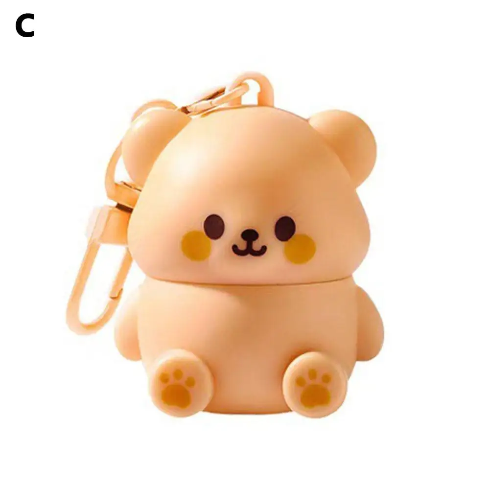 LLavero 2 en 1, lápiz labial para niños, cuidado con sabor afrutado, brillo hidratante para labios, bonito oso, agrietamiento, bálsamo L G9f9