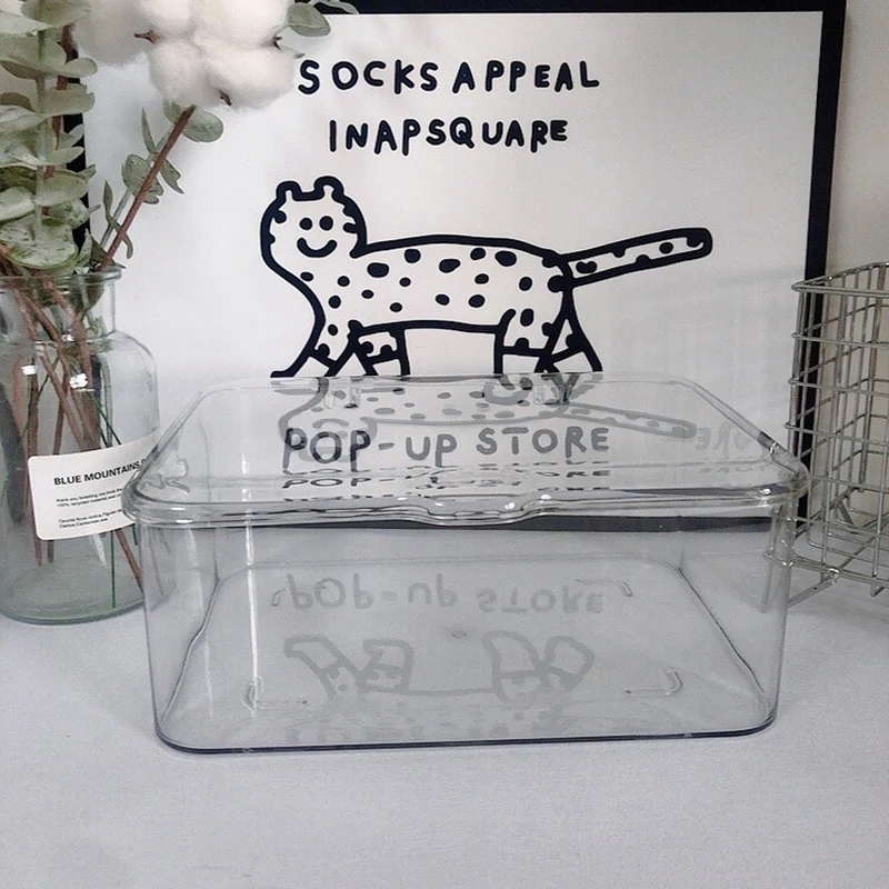 Transparent Acrylic Cosmetics Storage Box Waterproof Dustproof with Lid Jewelry Make Up Organizer for Home Desktop Storage Box