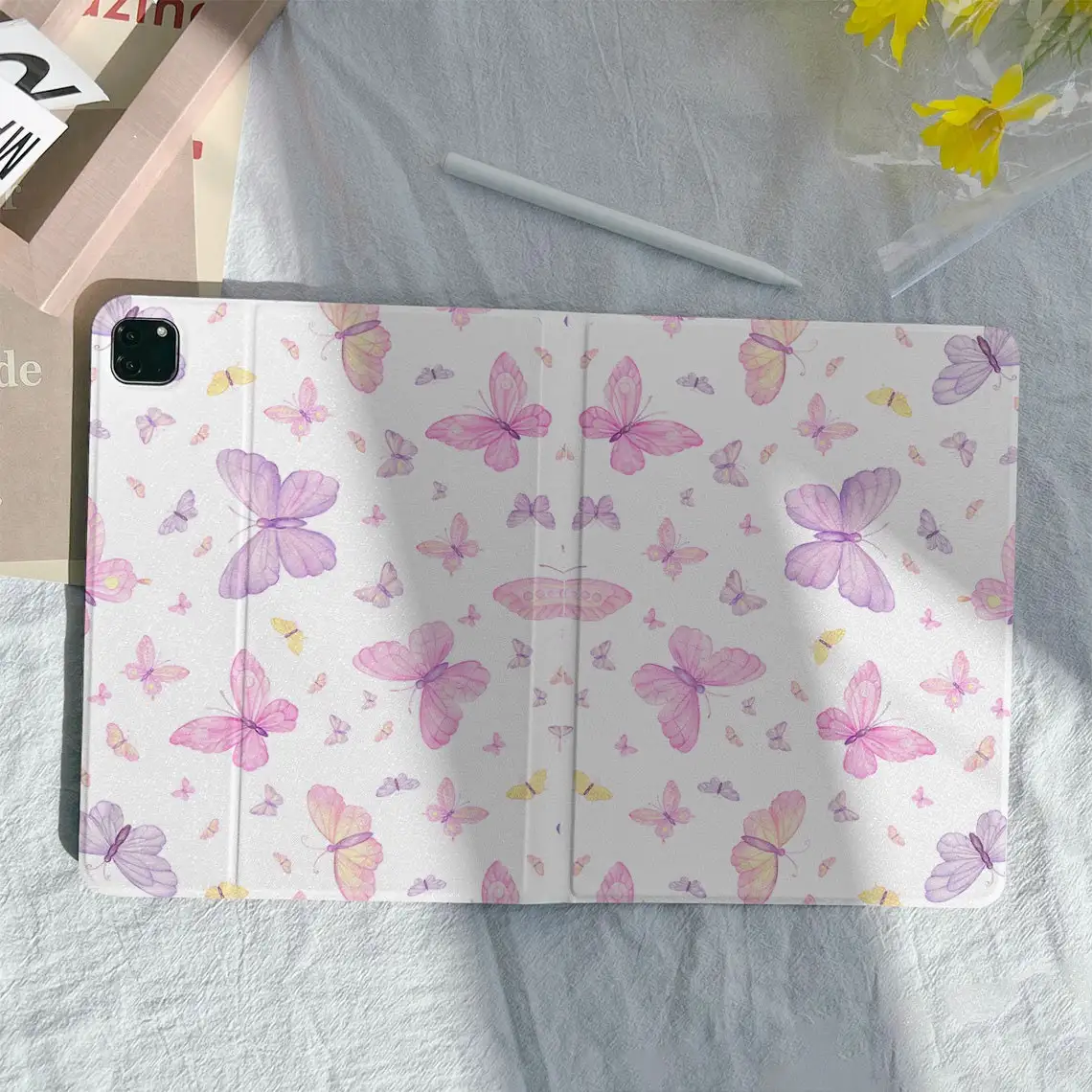 Purple Pink Butterfly Cover Case for iPad Air 5 4th 10.9 iPad Pro 11 10.2 8 9th Air3 pro10.5 10th 2022 Case With Pencil Holder