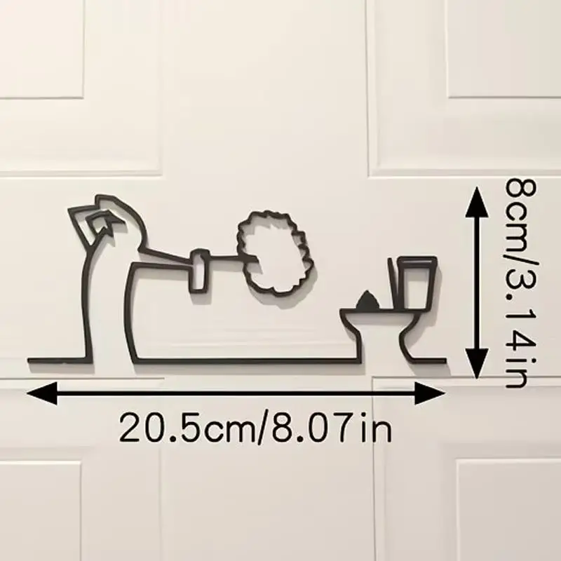 Décoration murale minimaliste imprimée en 3D avec ruban adhésif, ornement de ligne pour toilettes, motifs humoristiques, décoration intérieure