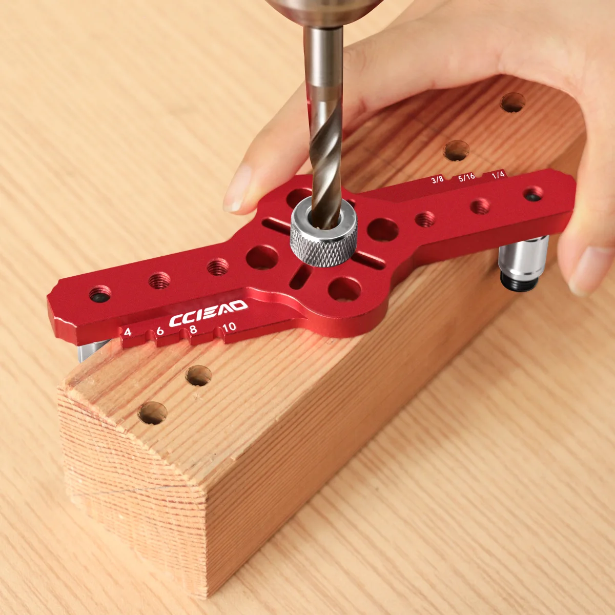 Aluminum Alloy Self‑Centering Doweling Jig Kit, Dowel Hole Punch Locator with Multi‑Size Drill Bushings for Woodworking DIY