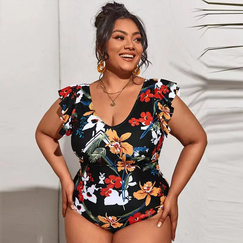 Kwiatowe Bikini Plus Size kobiety nadruk wzór lamparta stroje kąpielowe z wysokim stanem seksowne stroje plażowe wiosna lato damski strój kąpielowy