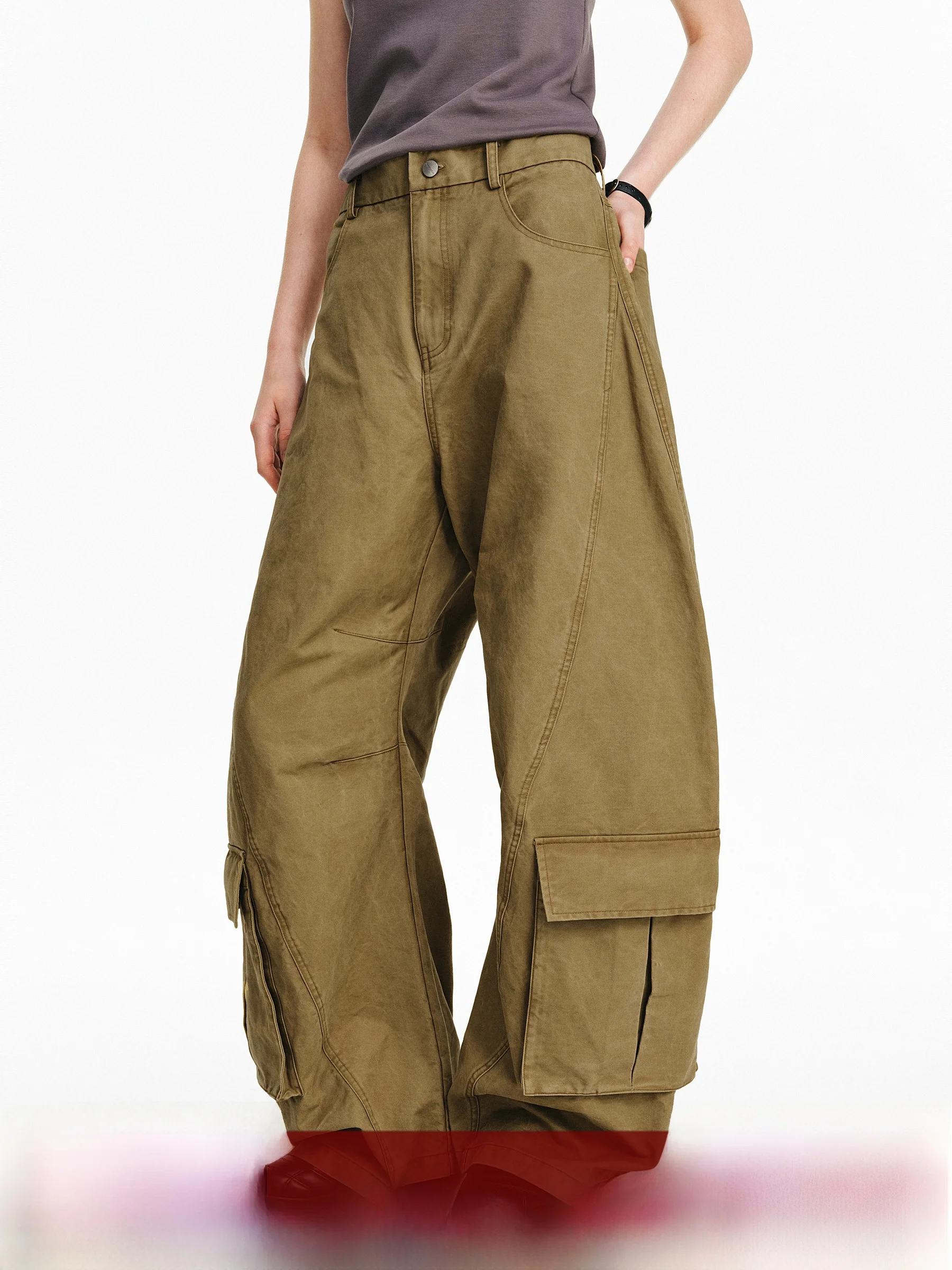 

PCLP Casual Cargo Pants Men's Summer Loose Fit Spor Long Trousers Knife ket Design Breathable Cotton Straight Leg Jeans