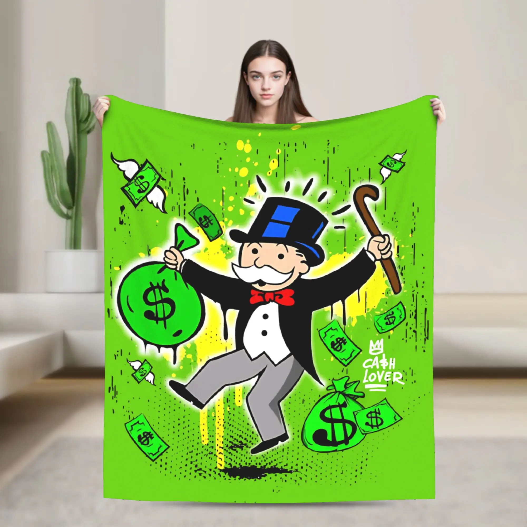 Monopolys Dancing with Money  Blankets Flannel All Season  Portable Lightweight Thin Throw Blankets for Home Bedding Throws