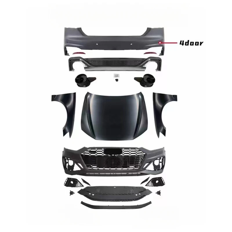 High Quality Body Kit Fit 2008-2011 A5 Upgrade to RS5 Style, Front Rear Bumpers with Grille and Diffuser
