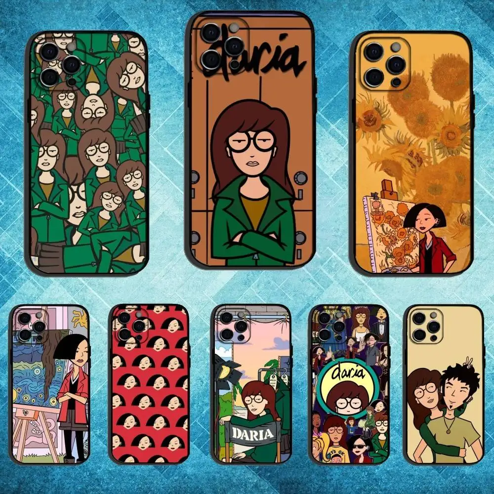 

D-Daria classic anime girl Phone Case For iPhone17,16,15,14,13,12,11 Plus,Pro Max Soft Black Cover