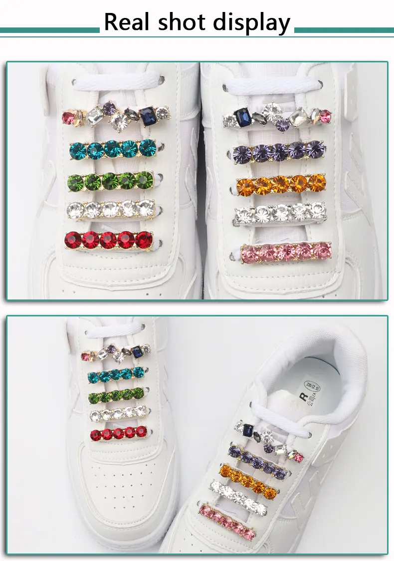 Shoes Flower Tide with Shiny Rhinestone Creative Couple Shoelaces Buckle Decoration Ins Canvas Shoelace Accessories Sneakers 1pc