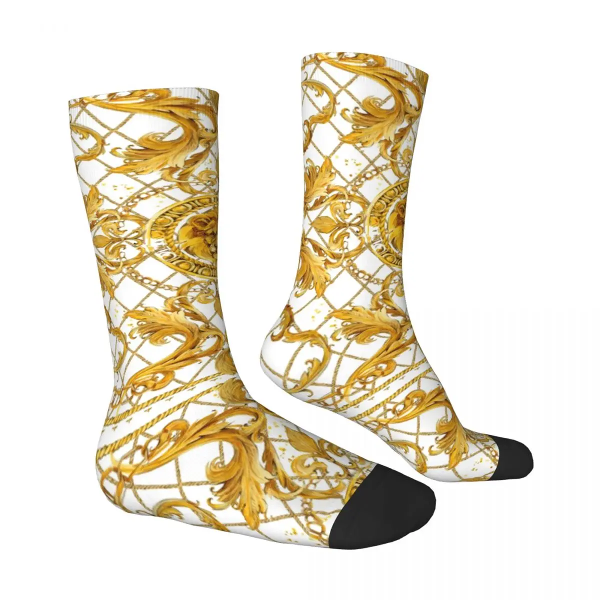 Golden Lion Socks Damask Ornament Harajuku Stockings Spring Anti Bacterial Female Socks Soft Breathable Design Climbing Socks