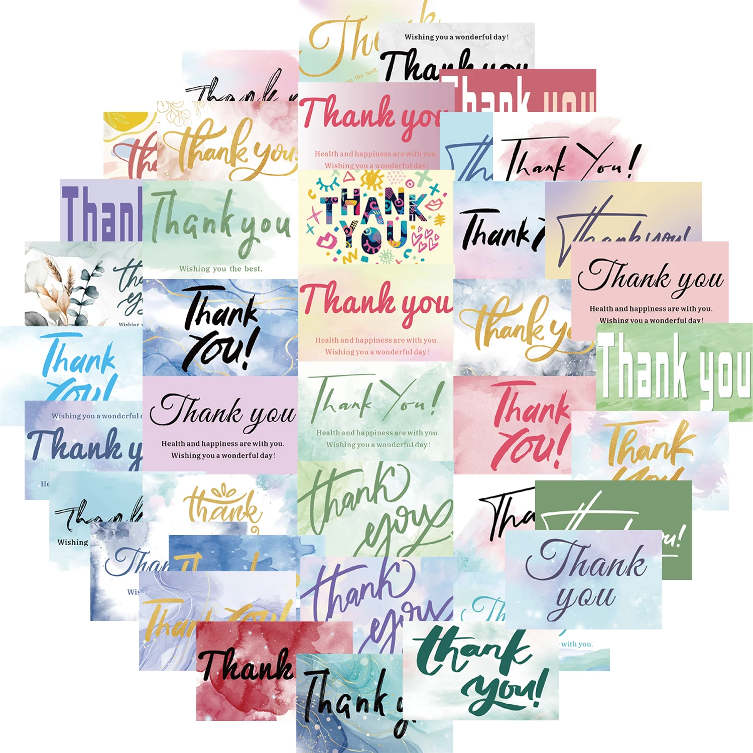 40pcs Thank You Stickers Cute Colorful Labels For Small Business Or Wedding Gift Decor Stationery Packaging Sticker