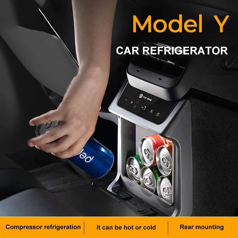 Hot selling Cooling and heating Rear armrest car refrigerator for model y camping fridge