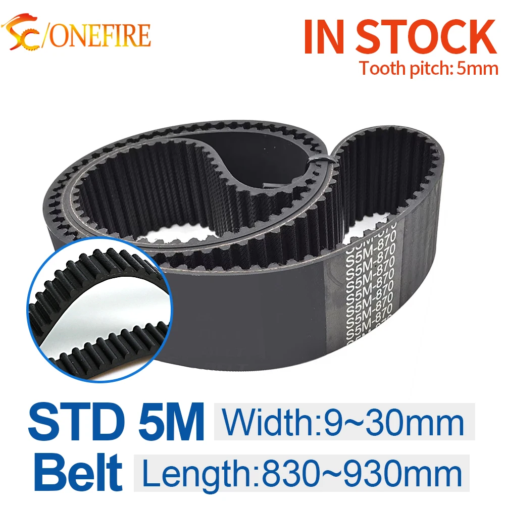 

STS S5M Rubber Timing Belt Length 830 835 850 855 860 870 890 900 925 930mm Width 9/10/12/15/20/25/30mm Toothed Belt