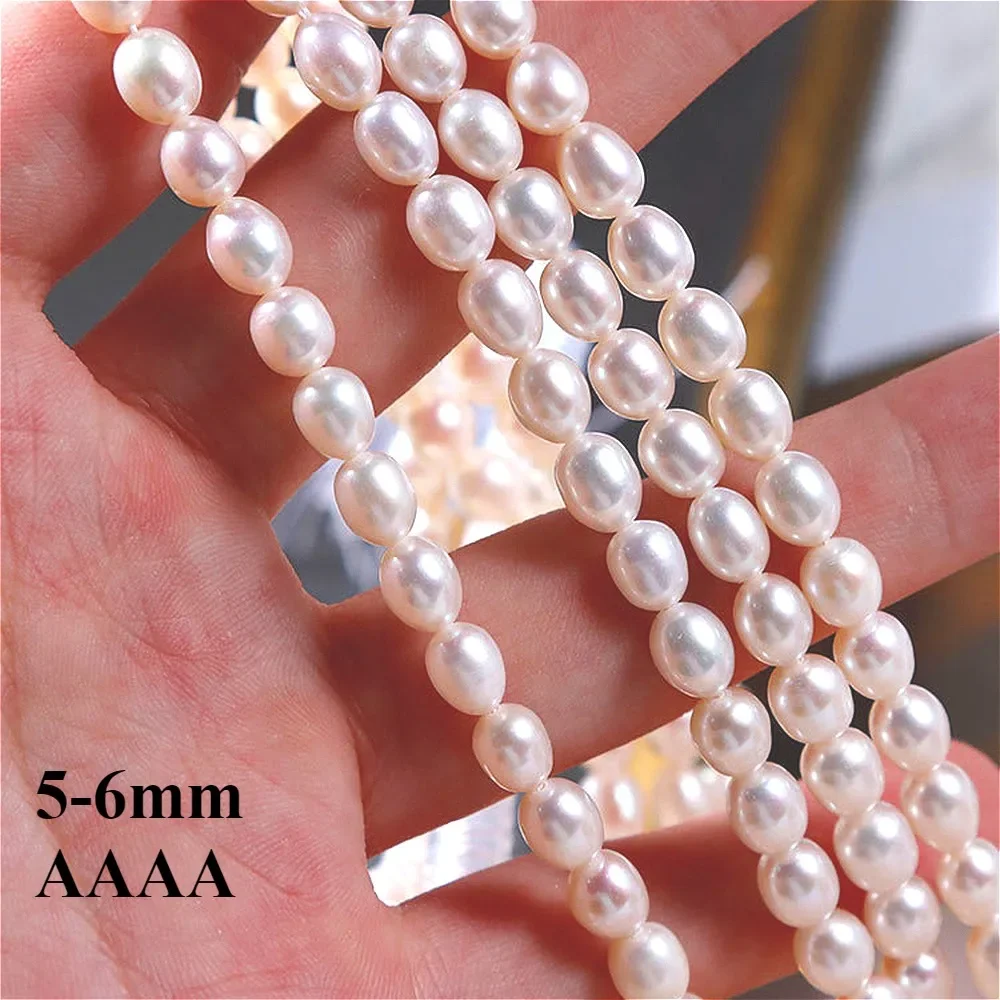 

5-6mm 4A Natural Freshwater Rice White Pearl Isolated Loose Bead Exquisite Women Gift Jewelry DIY Necklace Bracelet Accessories