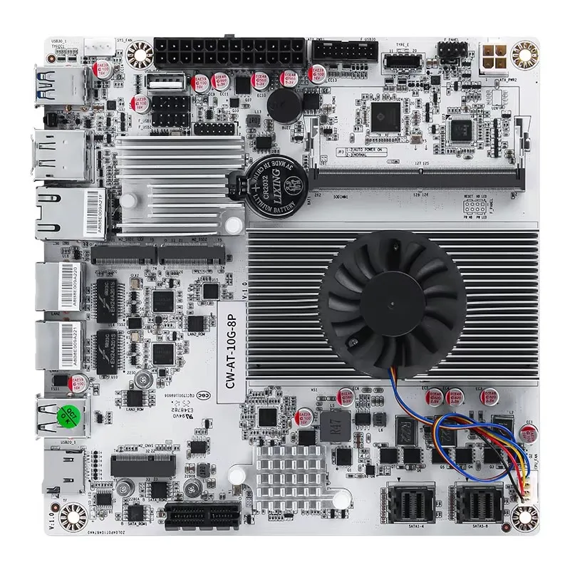 Placa-mãe NAS de 8 baias 10G Intel N150 N100 i3-N305 1*10G 2*2.5G LANs 2 * NVMe 2 * SFF-8643 a 8 * SATA Firewall Mainboard PCIex1 Type-C