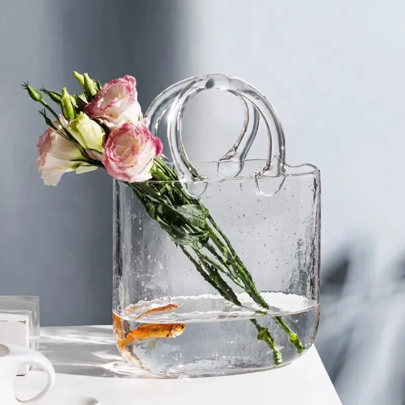 Creative Handbag Modeling Glass Vase Hydroponic Plant Home Living Room Can Be Used As A Fish Tank Multi-functional Decoration