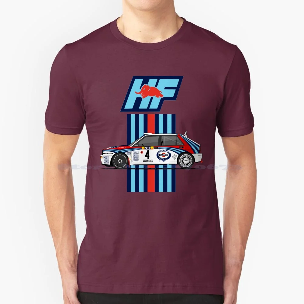 Lancia Delta Integrale Hf T Shirt 100% Cotton Tee Lancia Delta Integral Hf Group Rally Wrc Wrx Racing Deltona Martini