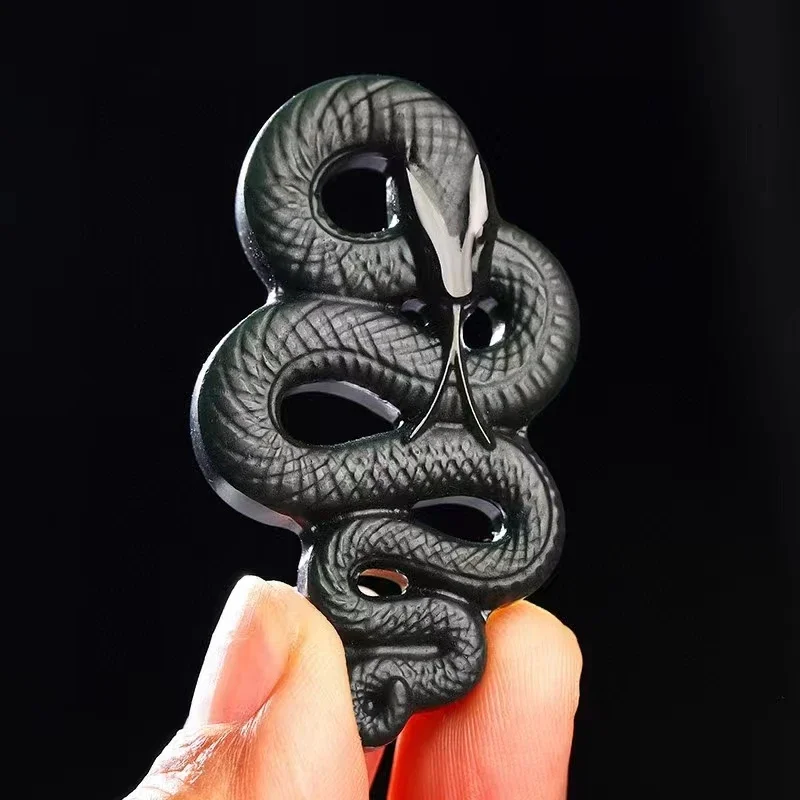 High quality natural Hotan Jade qingyu pendant Chinese zodiac snake pendant life year guardian jewelry lady amulet Hip hop style