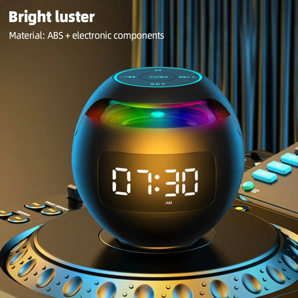 будильник Alarm Clock With LED Display Smart Bluetooth Speaker FM Radio Colorful Light TF Card MP3 Music Play Table Clock