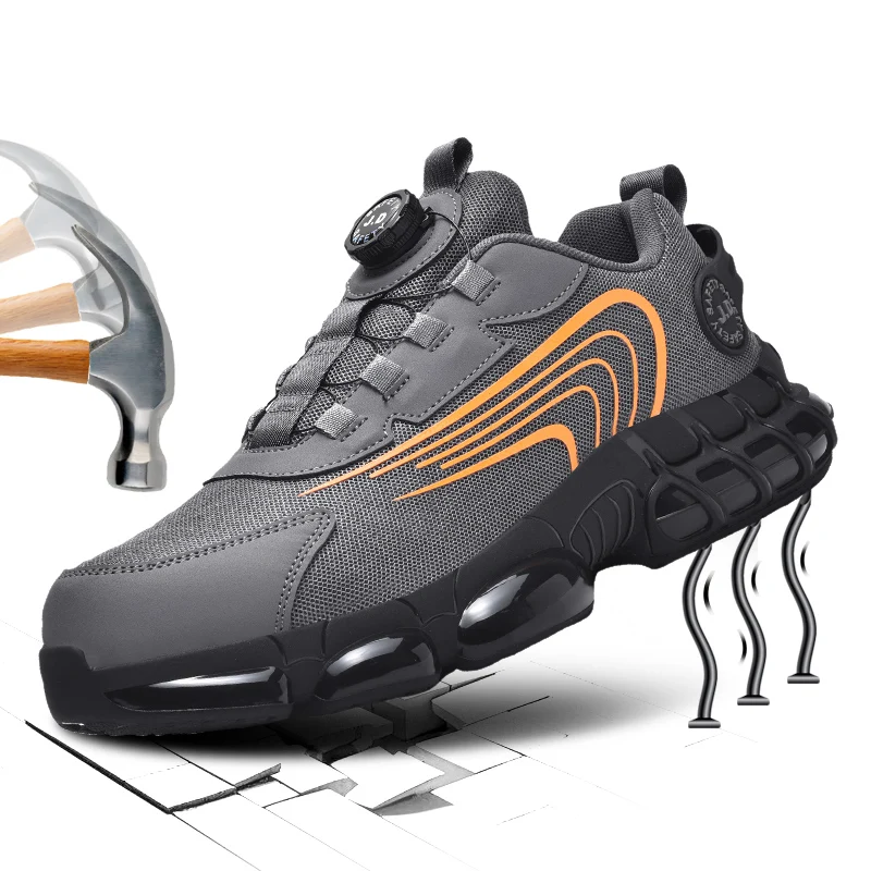 Labor Protection Shoes for Men, Anti-Smash, Anti-Puncture, Steel-Toe, Steel-Plate, Lightweight Construction Site Work Shoes for Men, Summer Breathable and Wear-Resistant