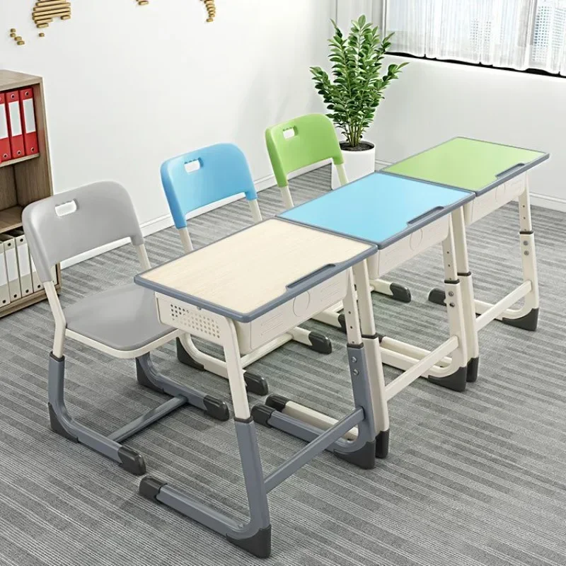 Lifting training class desks and chairs,  school students single study table and chair set