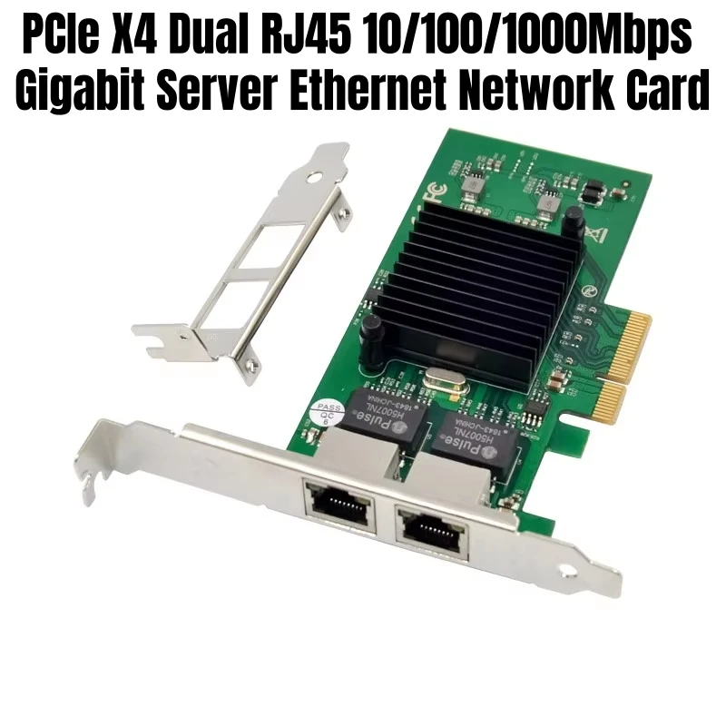 PCIe X4 Dual RJ45 10/100/1000Mbps Gigabit Server Ethernet Network Card Adapter NIC 82576EB Chipset With 8CM & 12CM Bracket